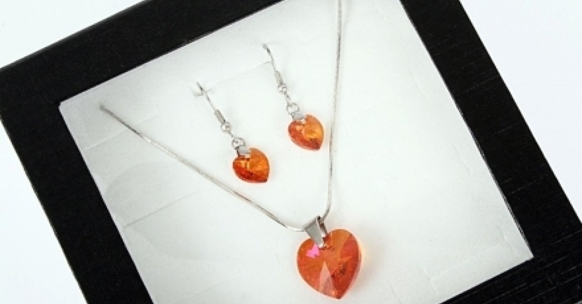 Narancs szív kristály szett - exkluzív ajándék